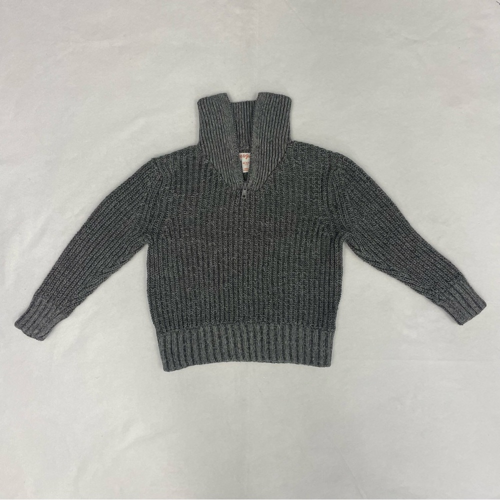 Cat & Jack Gray Chunky Knit Henley Zip Sweater EUC size XS
